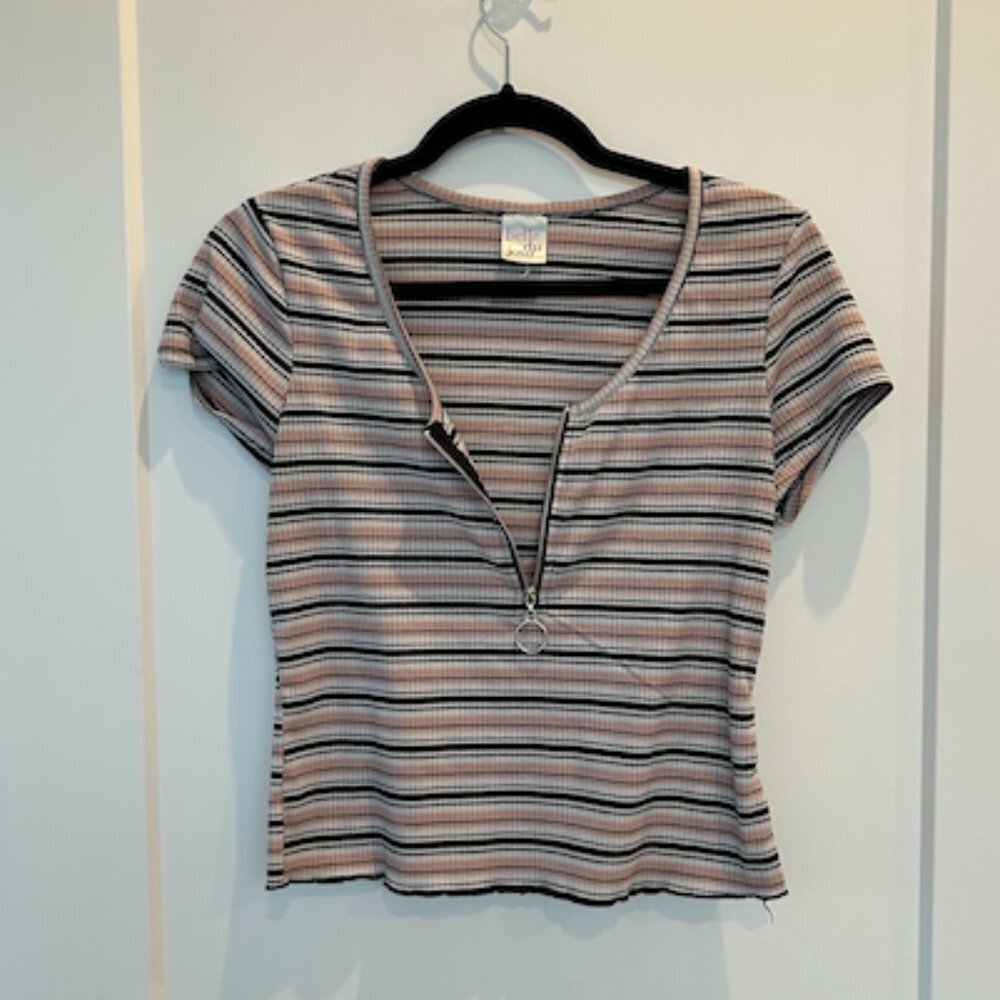 zip up striped top - Picture 6 of 7